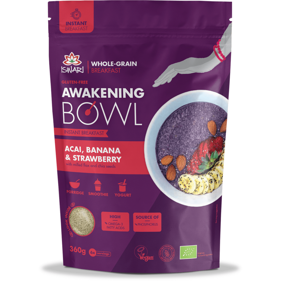 Mic dejun instant BIO cu acai, banane si capsuni Iswari