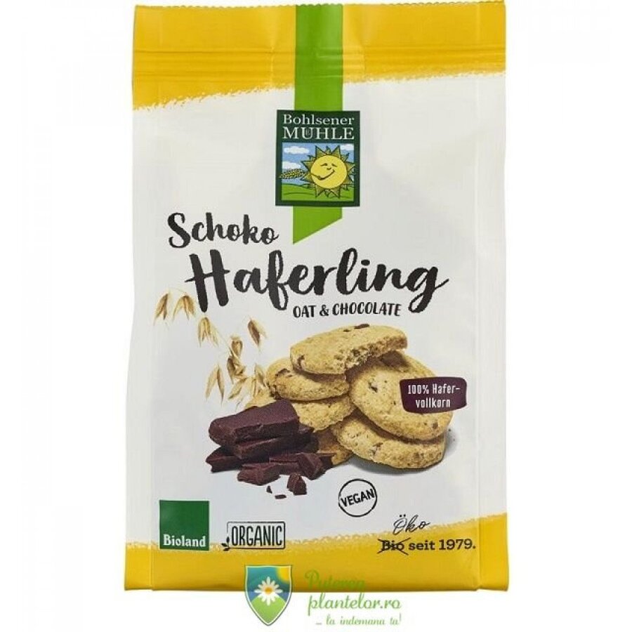 Biscuiti din ovaz integral cu ciocolata bio 125 gr