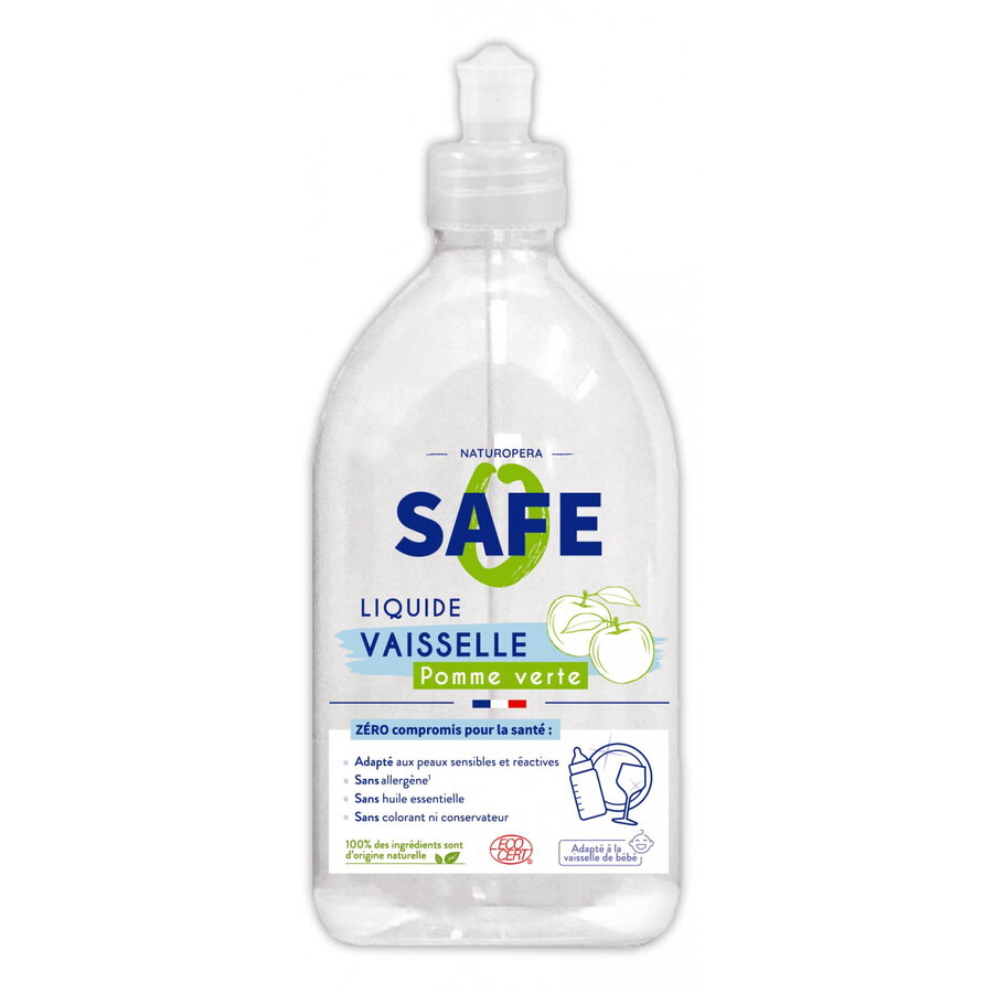 Detergent BIO pentru vase, parfum mere verzi, fara alergeni Safe 500 ml
