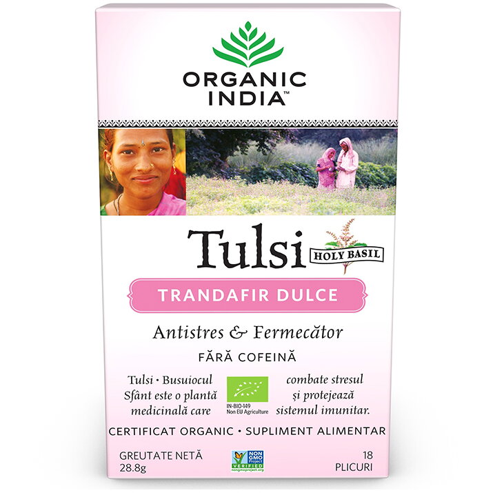 Ceai Tulsi (Busuioc Sfant) Trandafir Dulce 18 plicuri BIO