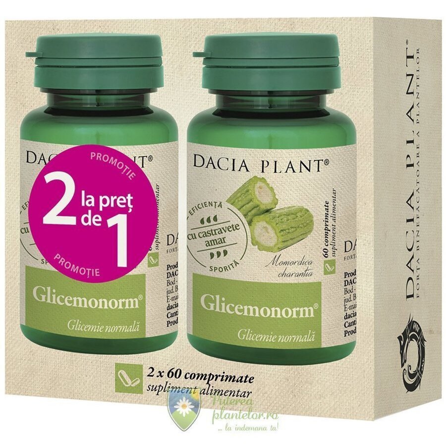 Glicemonorm 60 comprimate 1+1 Cadou