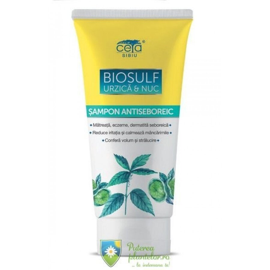 Sampon BioSulf cu Urzica, Nuc si Bicarbonat 200 ml