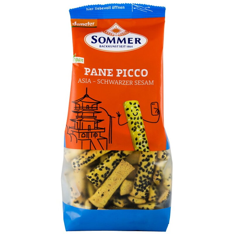 Panne Picco Asia cu susan negru mini grisine bio din alac, orz si mei, Demeter 150 g SOMMER