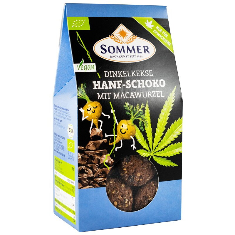 Biscuiti bio din grau spelta cu canepa si pudra de maca, Sommer 150g