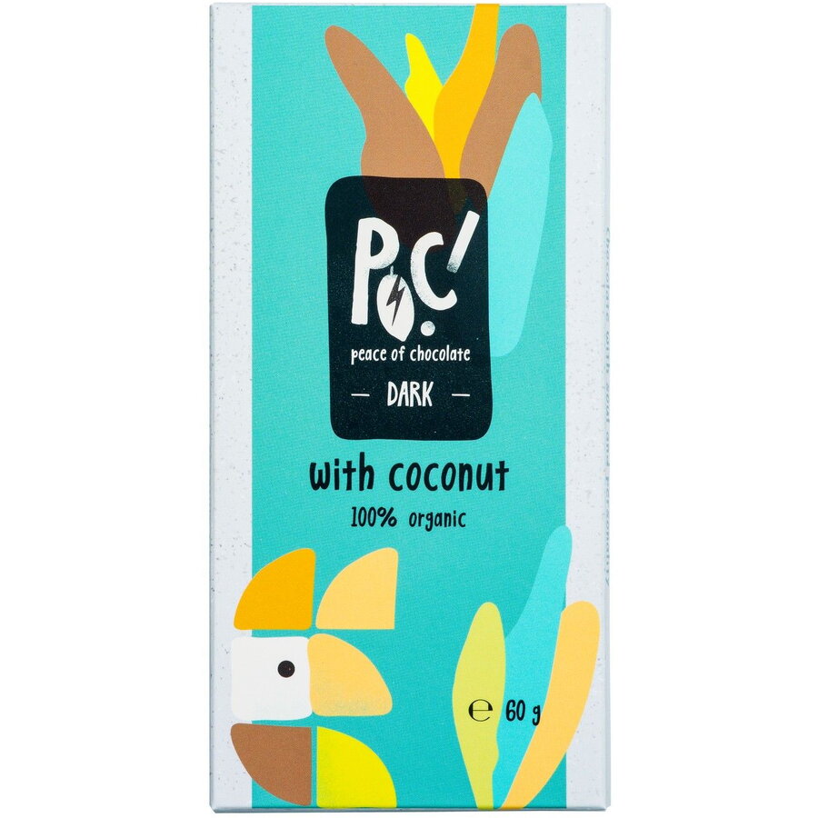 Ciocolata neagra cu cocos 60g, ecologica