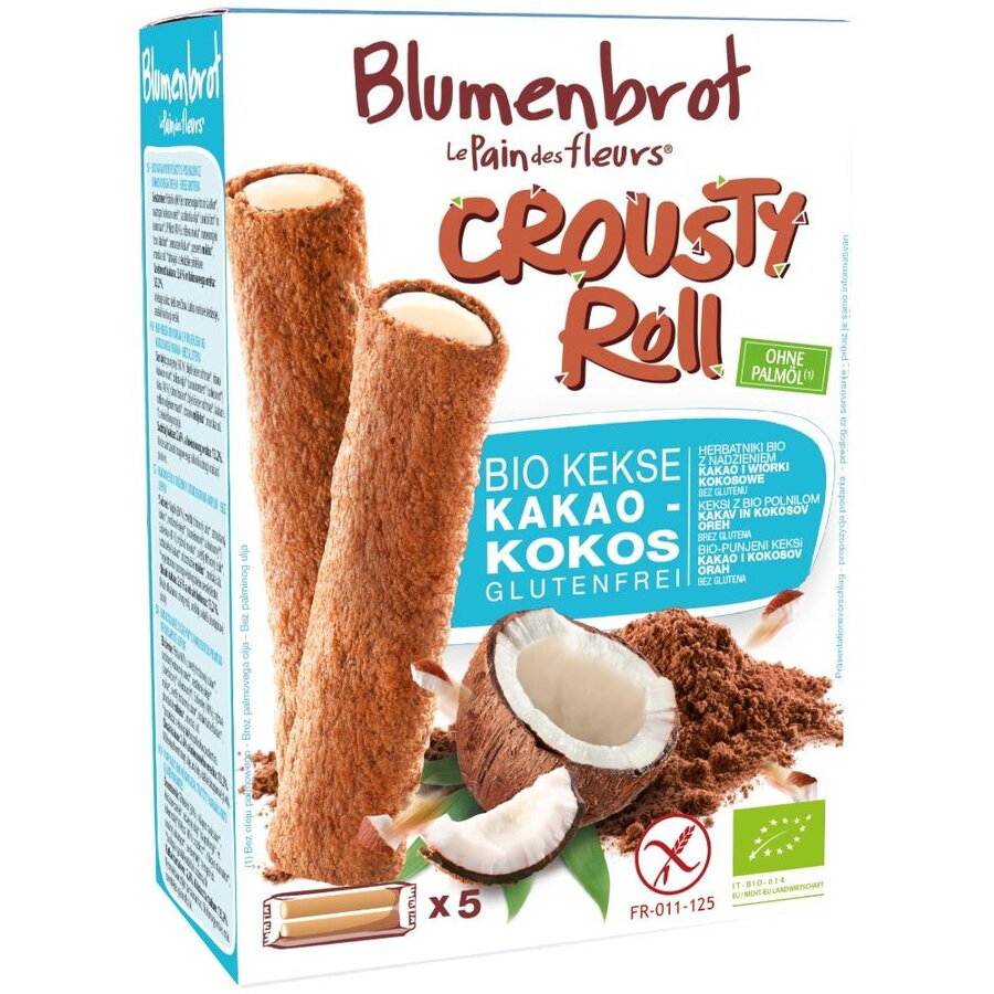 Rulouri crocante cu crema de cocos, fara gluten bio Blumenbrot, 125g