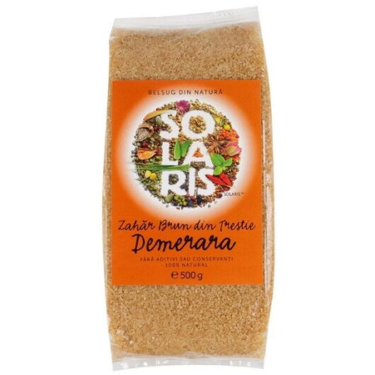 Zahar brun din trestie Demerara, 500g, Solaris
