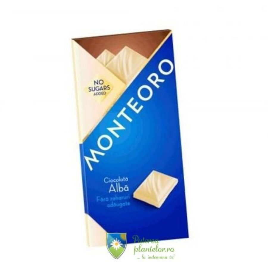 Ciocolata alba fara zahar Monteoro 90 gr