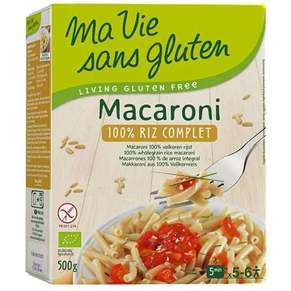 Macaroane din orez integral fără gluten 500g