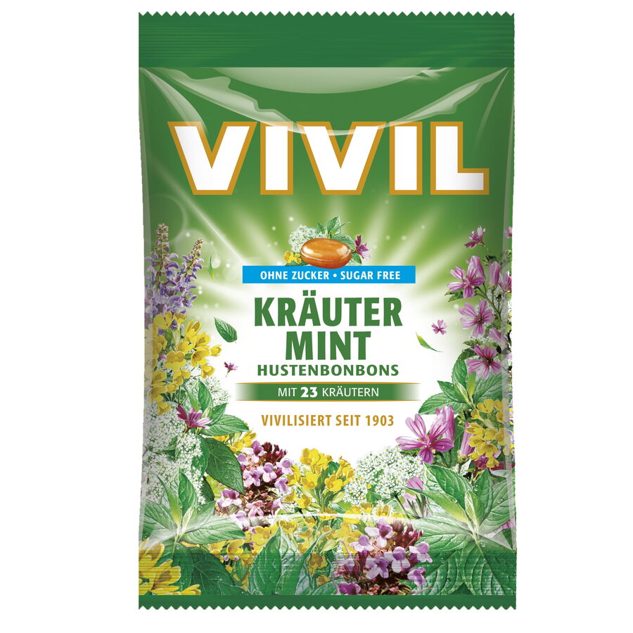 Bomboane Vivil Plante Naturale si Menta fara zahar 60g