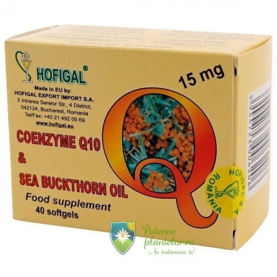 Coenzima Q10 15mg in ulei de catina 40 capsule