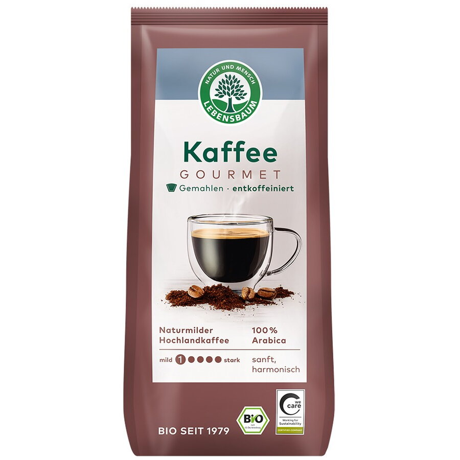 Cafea macinata Gourmet decofeinizat bio Lebensbaum, 250g
