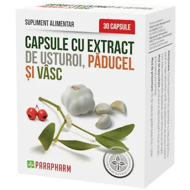 Capsule cu extract de usturoi, paducel si vasc 30 capsule
