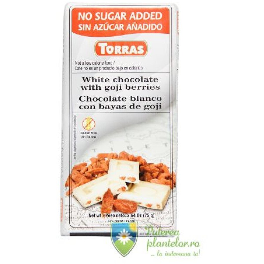 Ciocolata alba fructe goji 75 gr