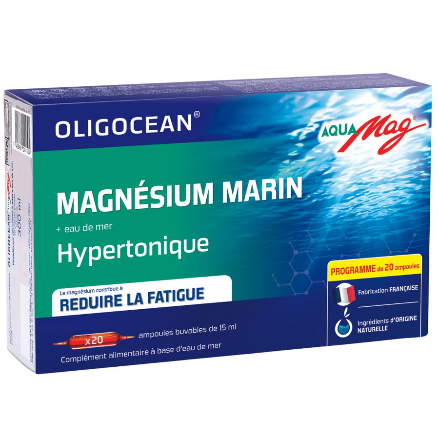 Magneziu marin AquaMag Oligocean, 20 fiole buvabile x 15ml, 300 ml