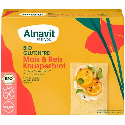 Crispbread (painici) din porumb si orez fara gluten, bio, 150g Alnavit