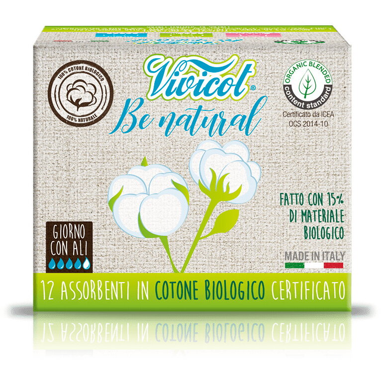 Absorbante de zi ultra subtiri din bumbac bio, 4 picaturi (12 buc) - VIVICOT Be Natural