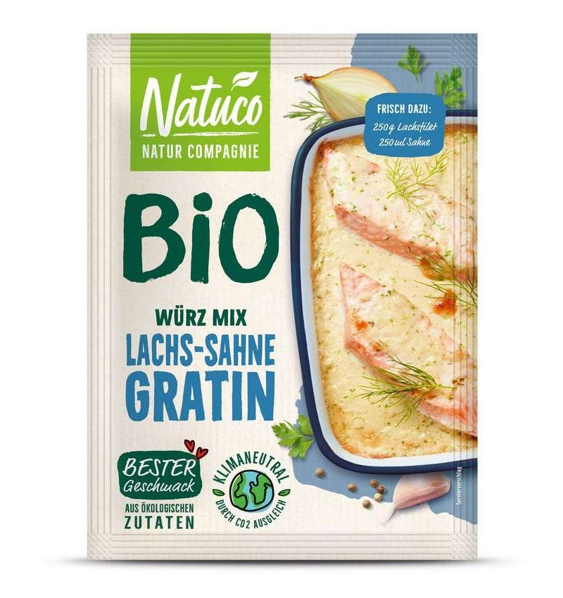 Mix de condimente bio pentru somon cu sos gratinat, 14g Natuco