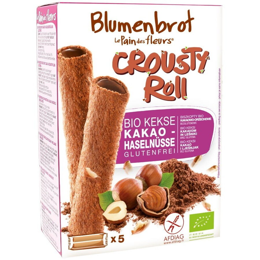 Rulouri crocante cu crema de cacao, fara gluten bio Blumenbrot, 125g
