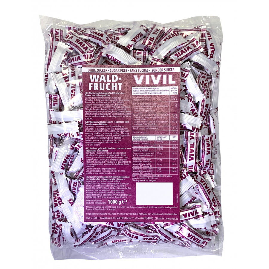 Bomboane cu aroma de fructe de padure Vivil cu vitamine, fara zahar 1kg