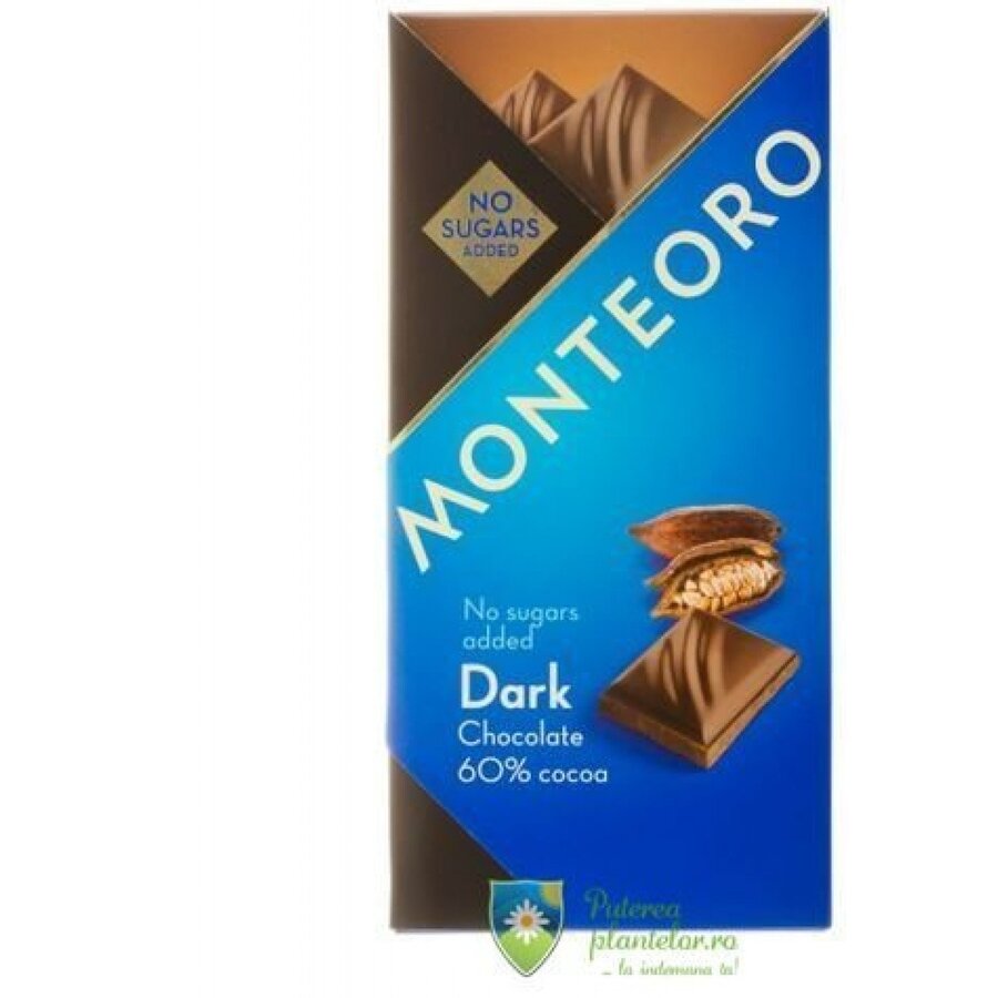 Ciocolata amaruie fara zahar Monteoro 90 gr