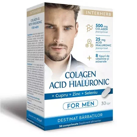 Colagen si acid hialuronic pentru barbati, 30 comprimate, Interherb