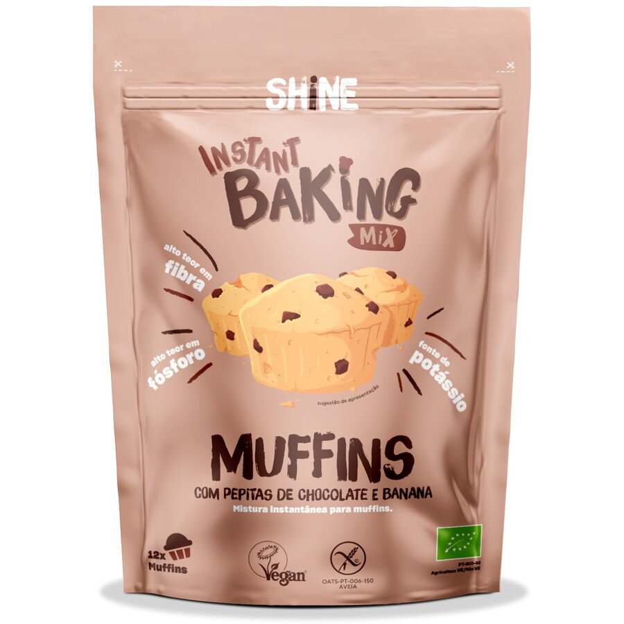 Amestec instant BIO pentru muffins, cu banane si bucati de ciocolata Shine
