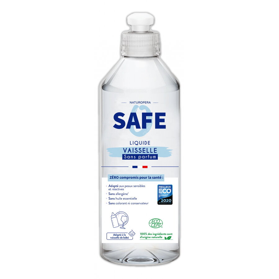 Detergent BIO pentru vase, fara parfum, fara alergeni(format mare) Safe 1000 ml