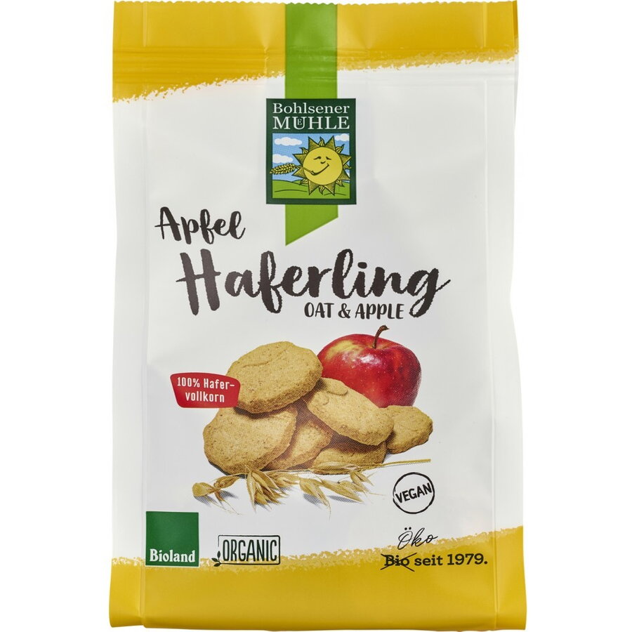 Biscuiti bio din ovaz cu aroma de mere, 125g, Bohlsener Muhle