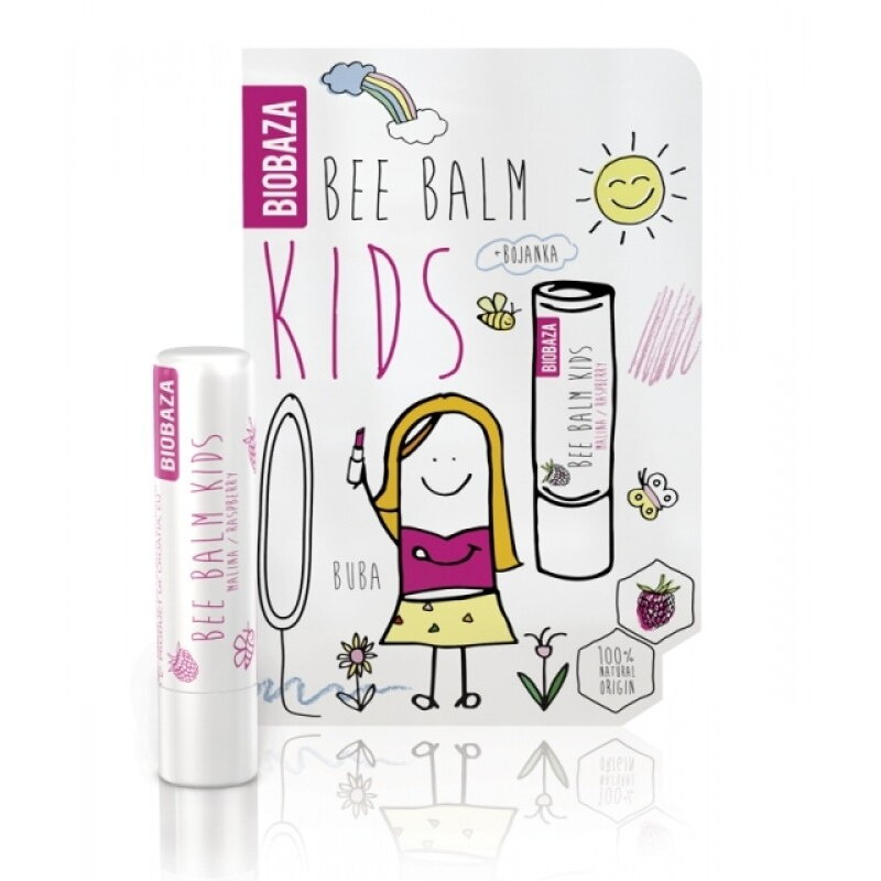 Balsam natural de buze pentru copii, cu zmeura, Biobaza, 4,5 g