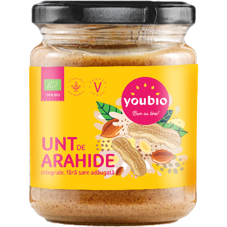 Unt de arahide integrale ecologic 250gr Youbio