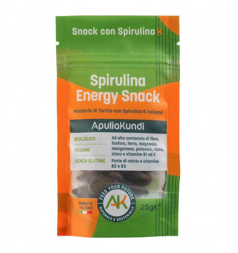 Energy Snack, migdale de Toritto cu spirulina K, 25g, ApuliaKundi