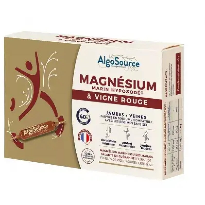 Magneziu marin hyposodic si vita de vie rosie, 20 fiole, Algosource