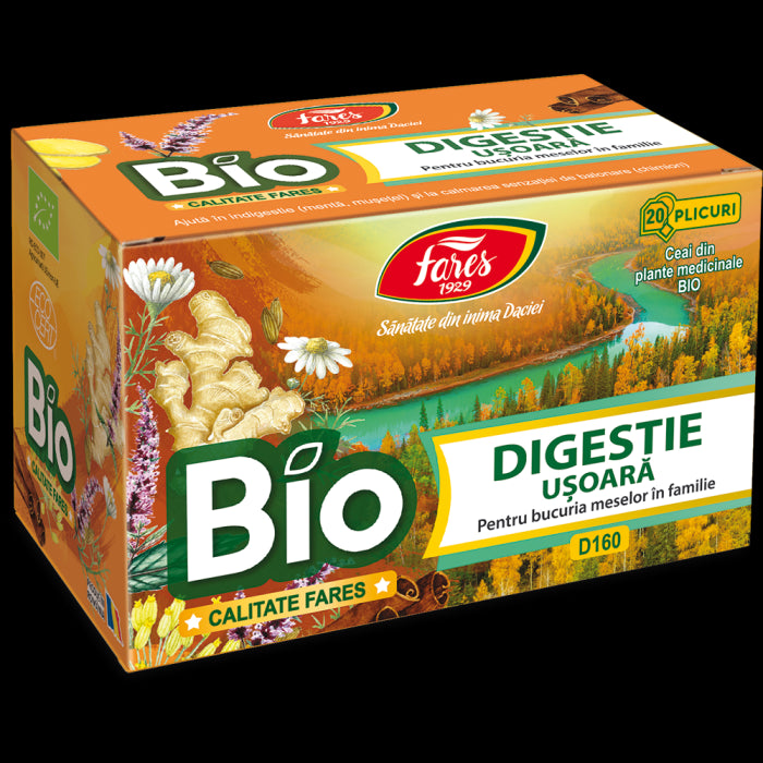 Digestie usoara bio, D160, ceai la plic Fares