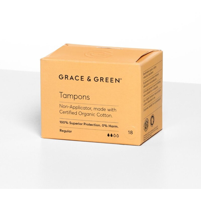 Tampoane din bumbac organic 100% Normal (18 buc), Grace and Green