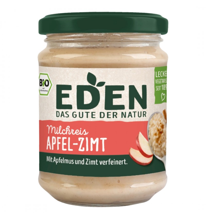 Budinca bio de orez cu mere si scortisoara, 250g Eden