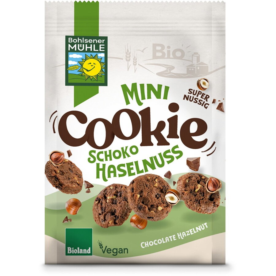 Mini biscuiti cu ciocolata si alune bio 125 g