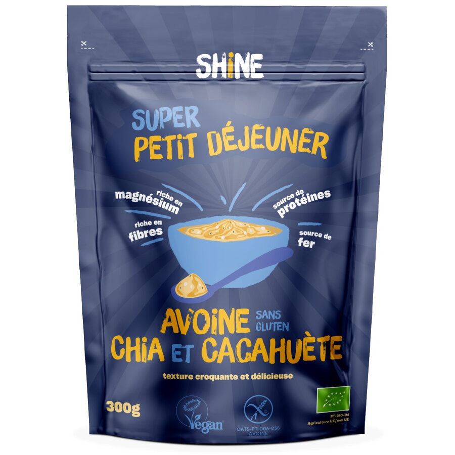 Cereale instant BIO cu ovaz, chia si arahide Shine