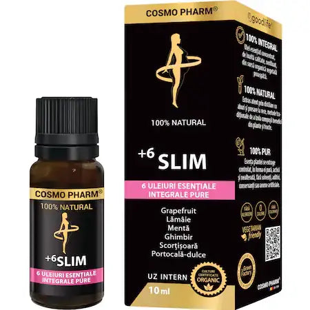 6Slim Mix de Uleiuri Esentiale (Grapefruit, Lamaie, Menta, Ghimbir, Scortisoara, Portocala) 10ml COSMOPHARM
