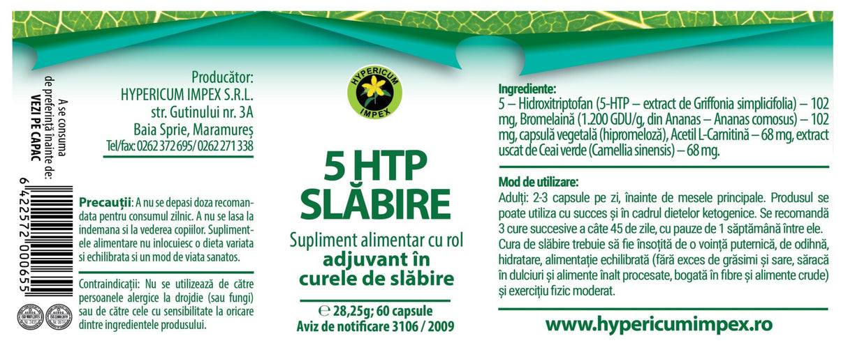 5 HTP Slabire 60 capsule