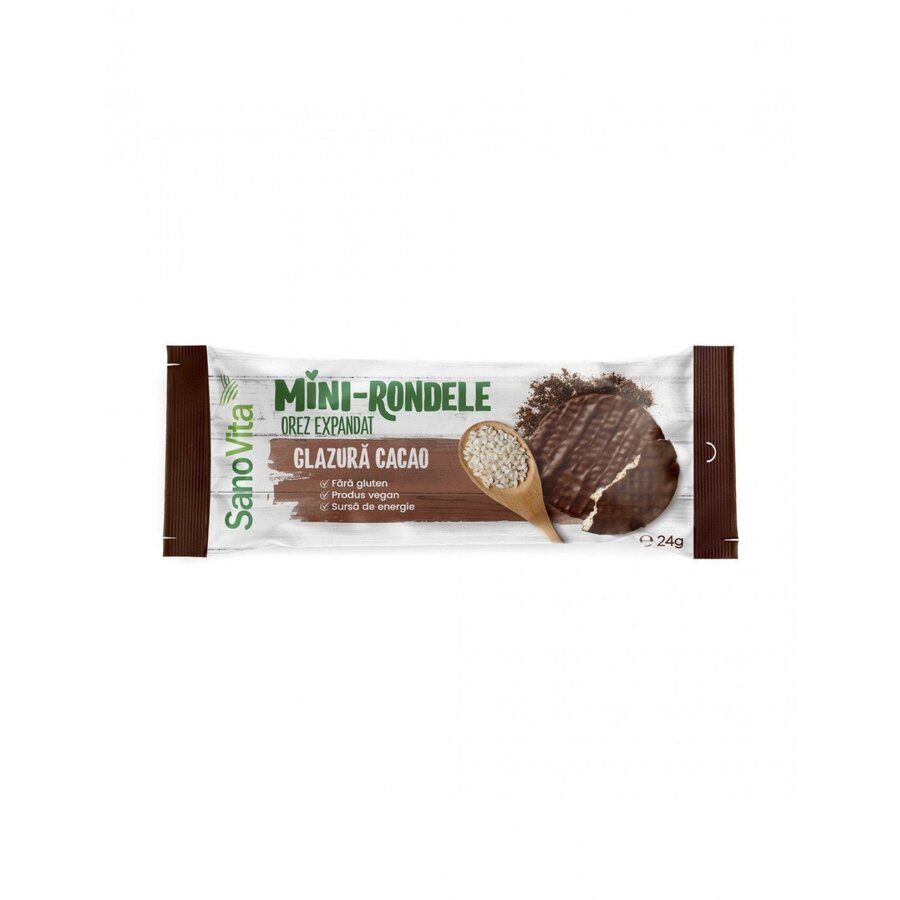Mini rondele orez glazura cacao fara zahar (xylitol) 24g