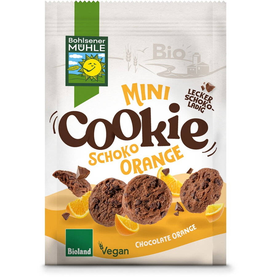 Mini biscuiti cu ciocolata si portocale bio 125 g