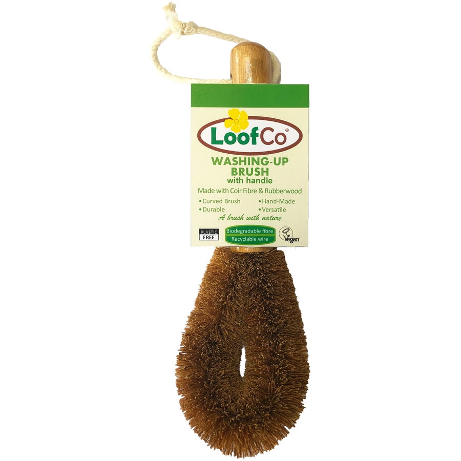 Perie lufa, cu maner, din fibre de cocos, pentru spalat vasele, 1 buc