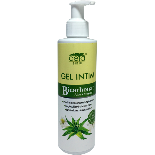 Gel intim cu bicarbonat aloe si musetel, cu pompita, 200 ml, Ceta Sibiu