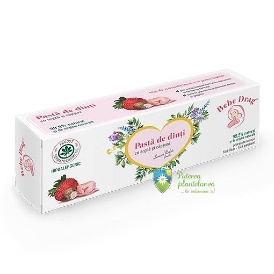 Pasta de Dinti Bebe Drag cu Argila si Capsuni 50 ml