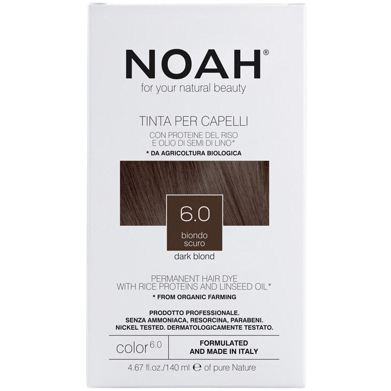 Vopsea de par naturala fara amoniac, Blond inchis, 6.0,Noah, 140 ml