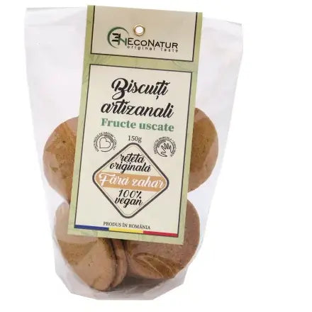 Biscuiti artizanali cu fructe uscate fara zahar, 150 gr, Econatur