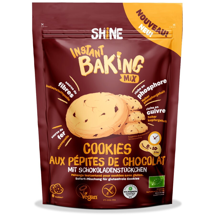 Amestec instant BIO pentru cookies, cu bucati de ciocolata Shine