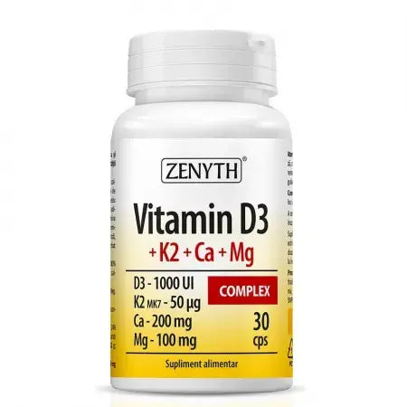 Vitamin D3+K2+Ca+Mg Complex, 30 capsule, Zenyth