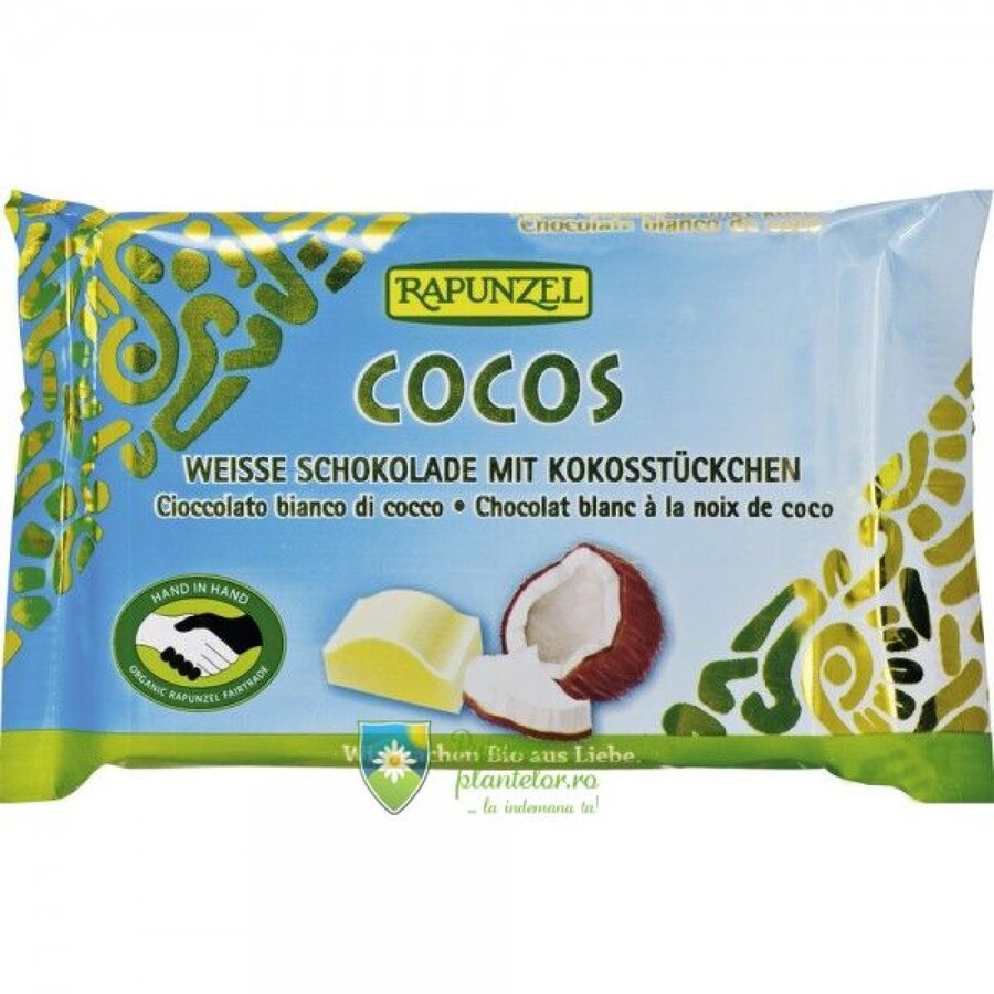 Ciocolata alba Eco Cristallino cu bucatele cocos 100 gr BIO